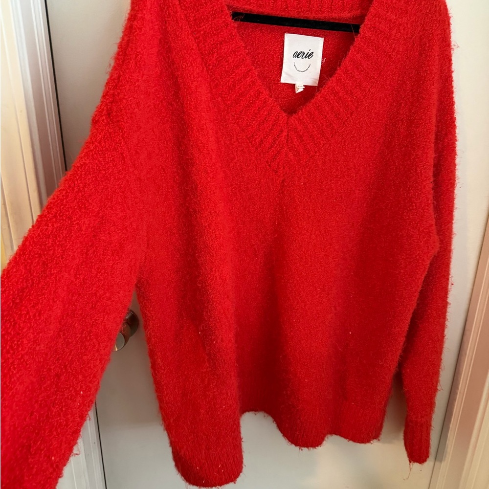 Aerie Bright Red V-Neck Sweater